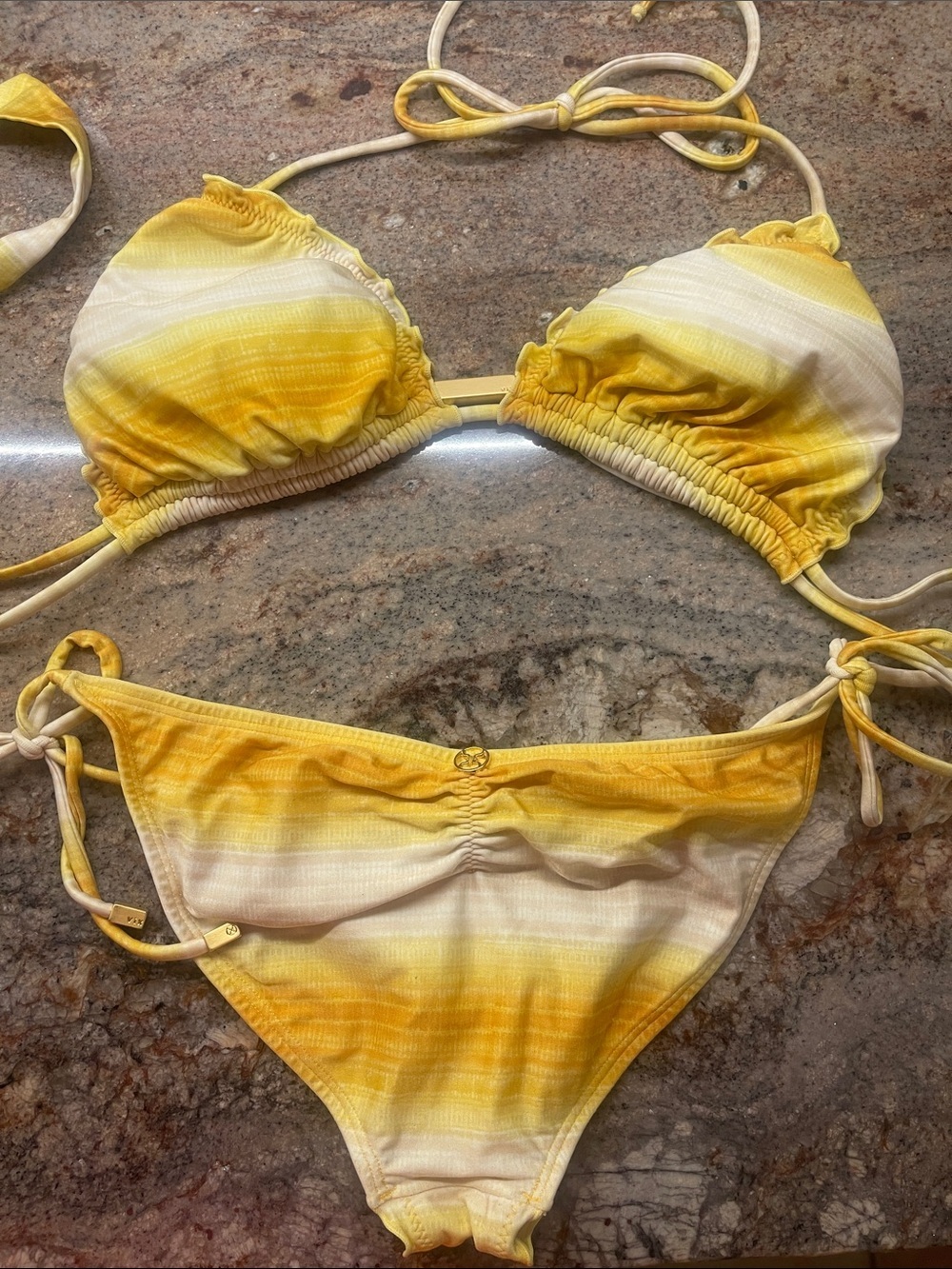 VIX- Yellow Ombre Tie-Side String Bikini Set S:L & Dcup - Picture 4 of 7